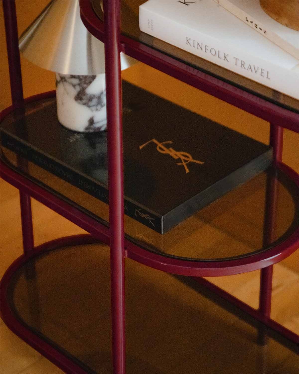 Shelving unit 190x85 cm in metal and tempered glass Yerry, gallery image 3