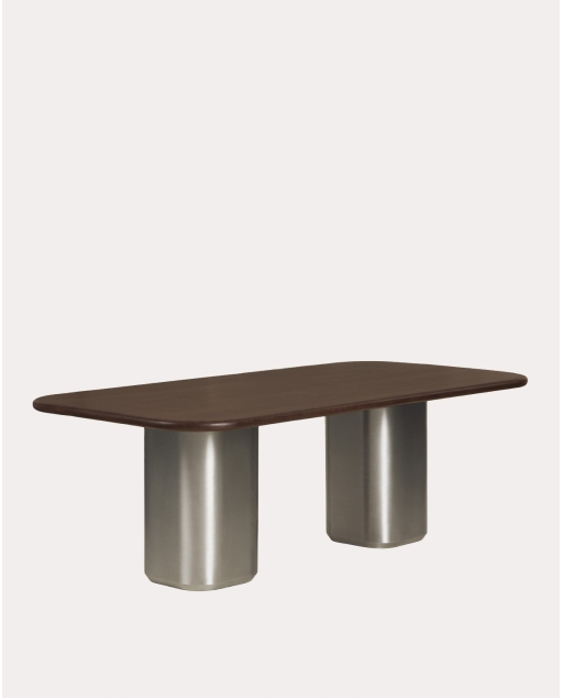 Rectangular dining table 220x110 cm made of mango wood and metal Wiros - Dark Mango Wood