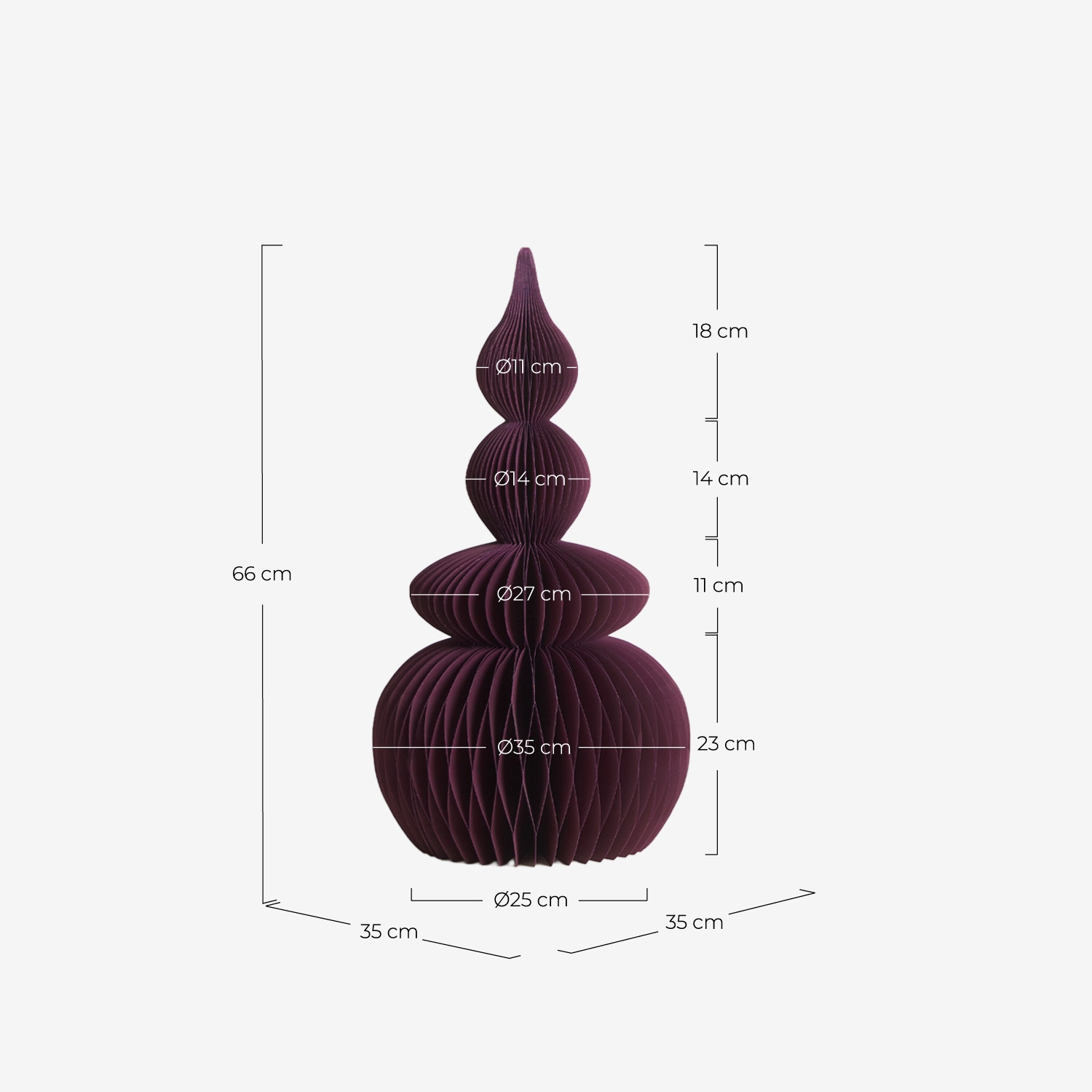 Paper christmas tree Masun, measurements
