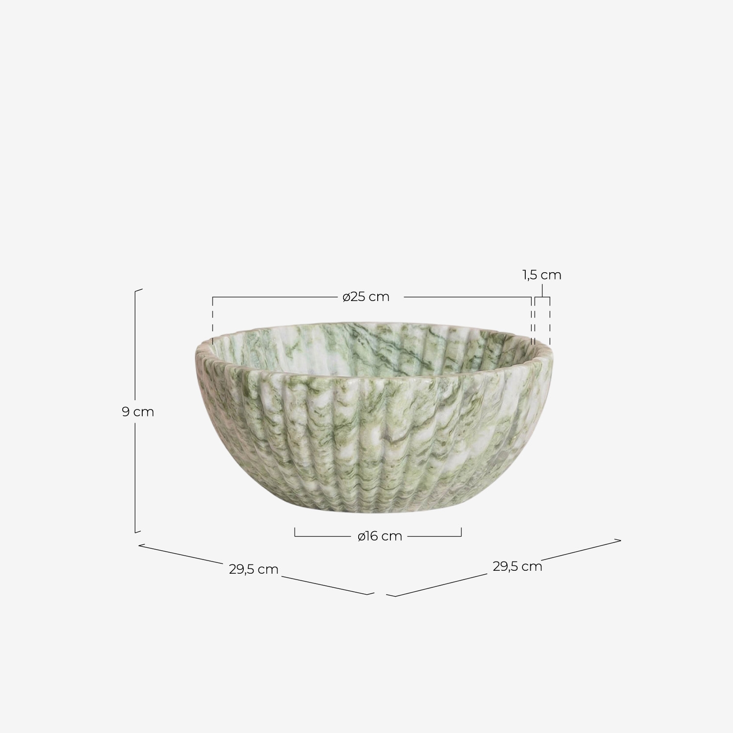 Decorative marble bowl Ø25 cm Agadir, measurements