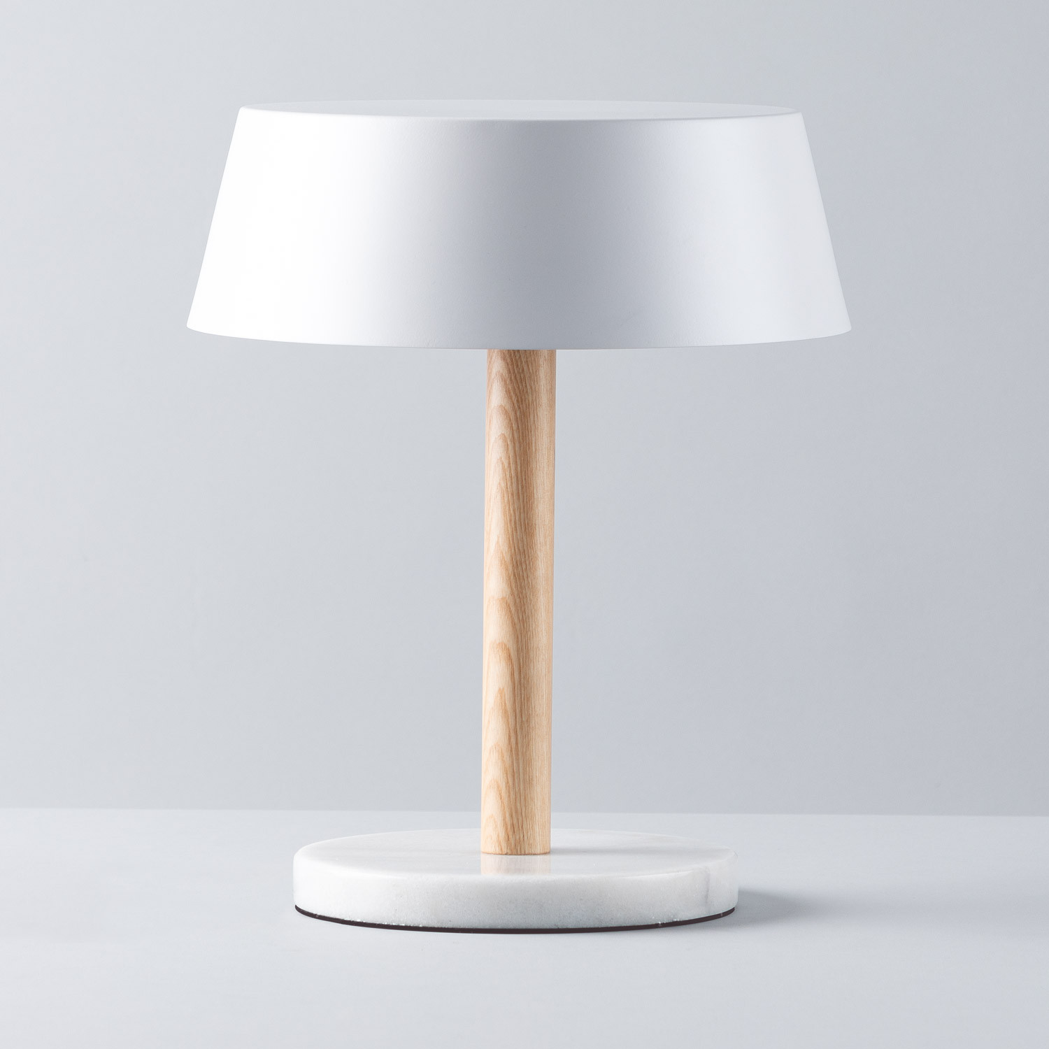 marble and wood lamp